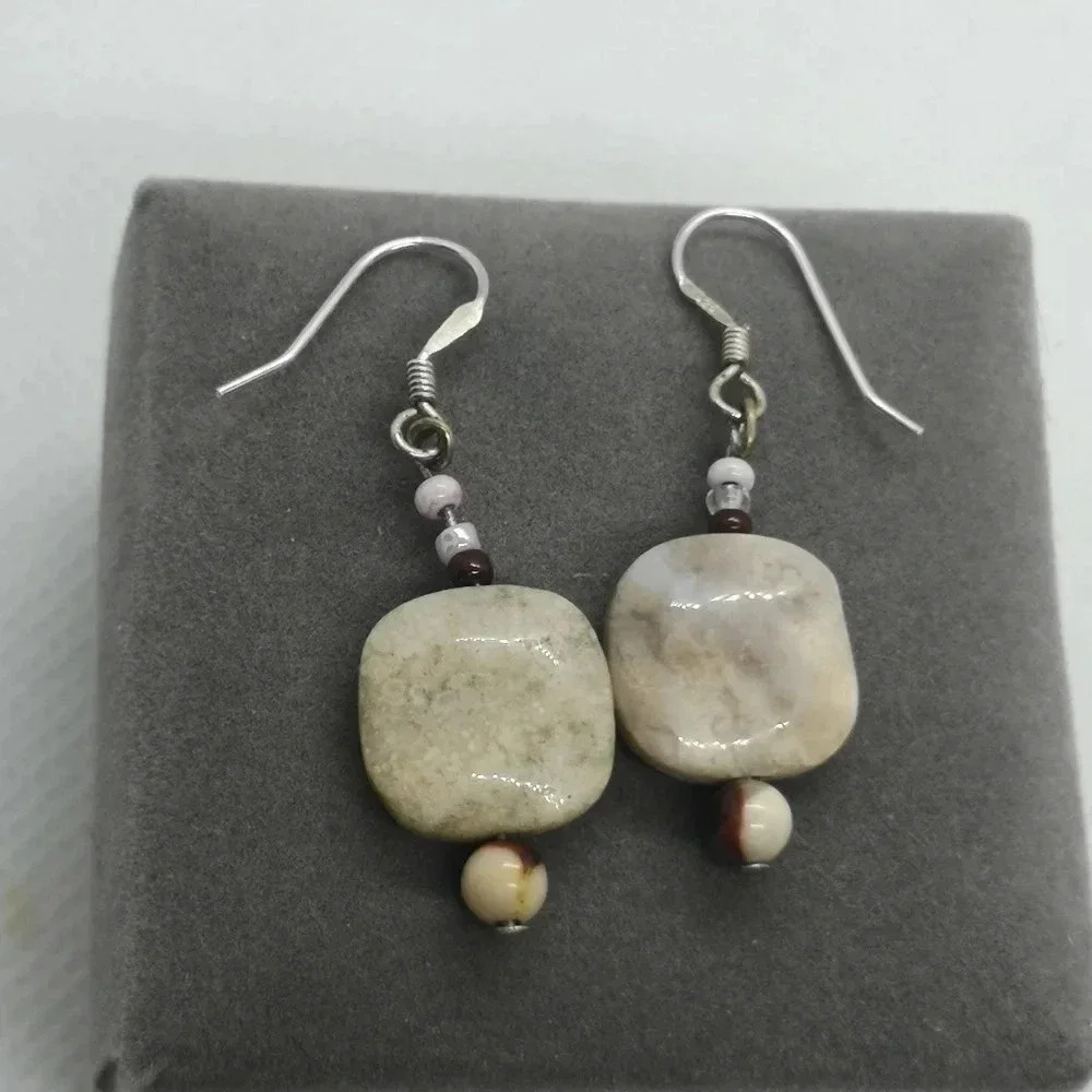 Natural stone sterling  earrings